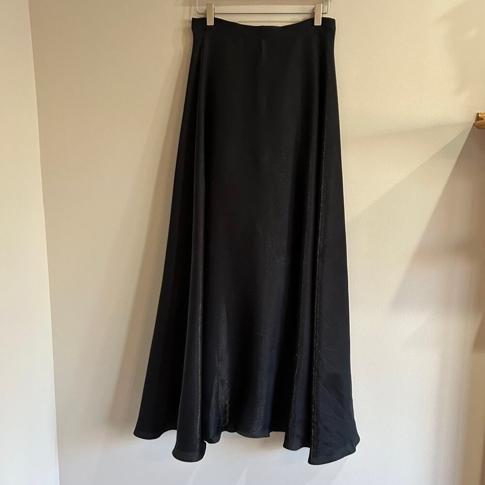 JS Collections Black Satin Formal Maxi Skirt
